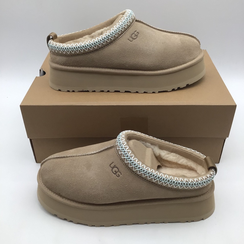 UGG Tazz II Platform Slipper Sand Suede Sheepskin Mule 1174471 Womens Size 9 NEW